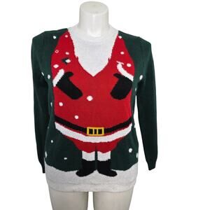 Poof women's sweater naughty santa crew neck sz L